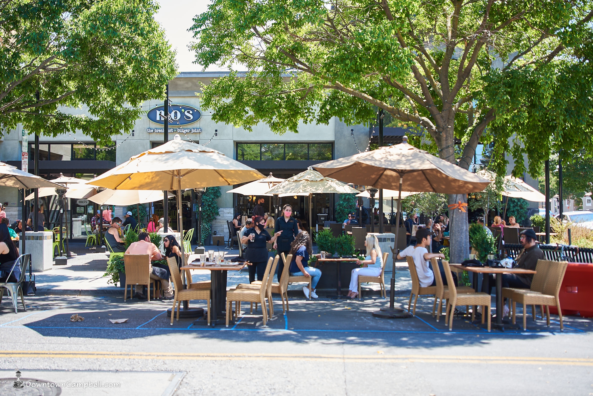 Shopping and Dining in Socially Distanced Downtown Campbell Downtown