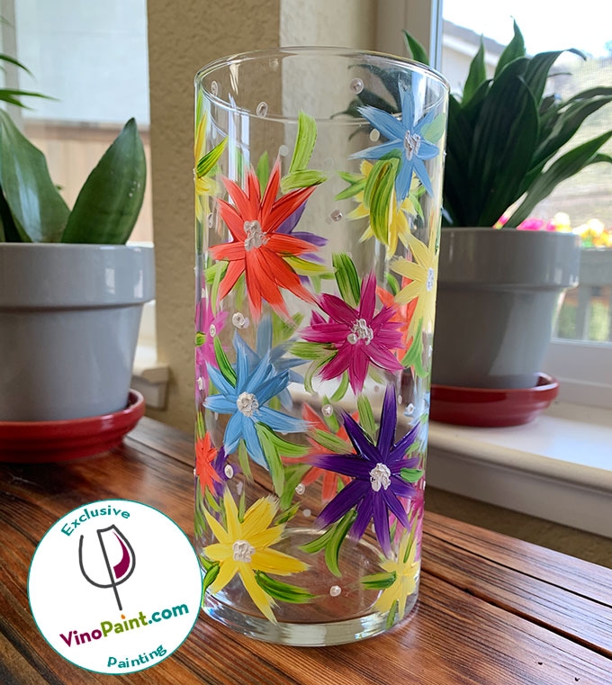Vinopaint Event Spring Florals Glass Vase Painting At Tessora S