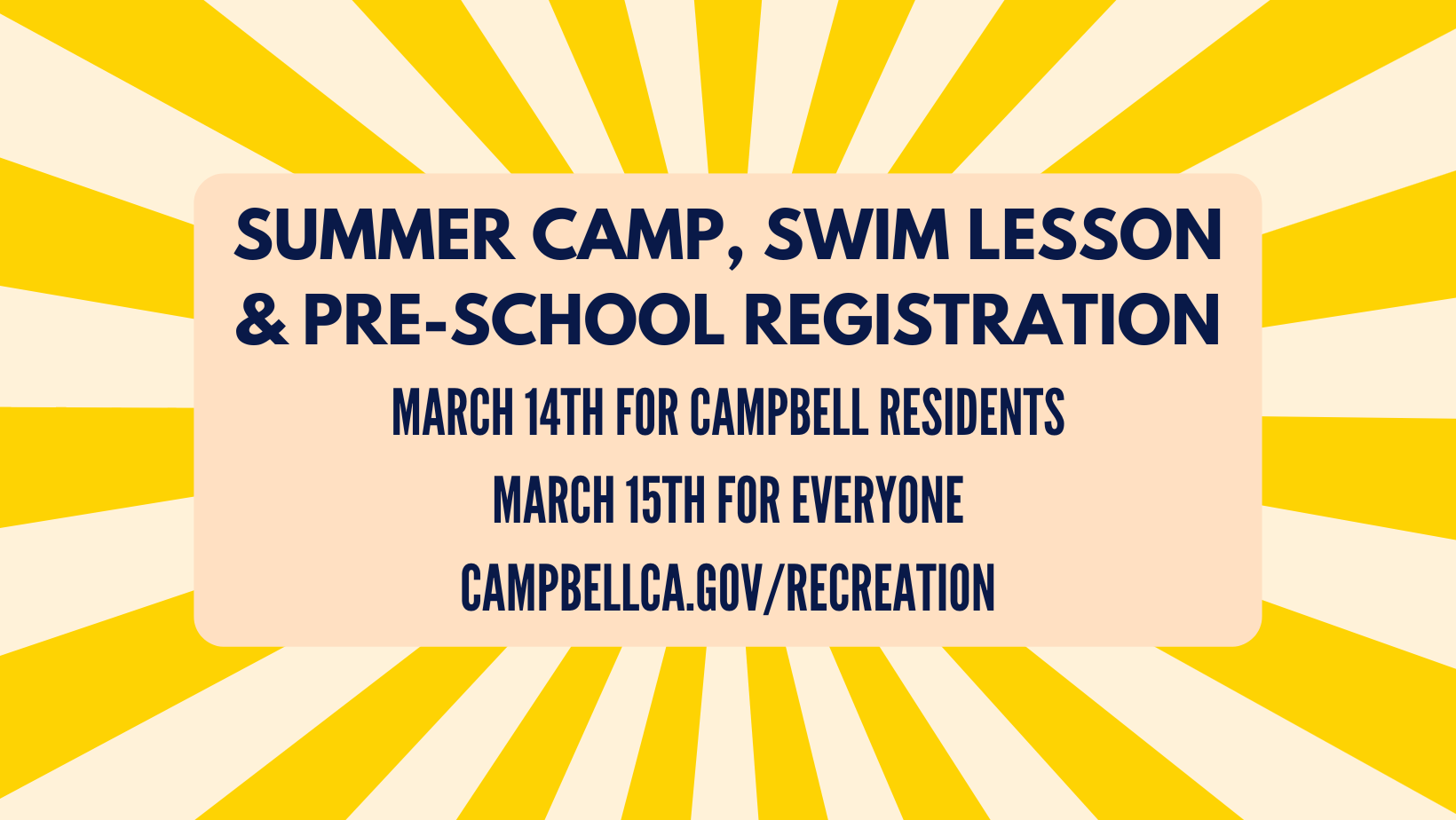 Summer Camp, Swim Lesson & PreSchool Registration begins next week